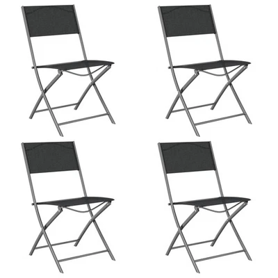 2/4x Folding Outdoor Chairs Steel and Textilene Dining Chair Grey/Black vidaXL