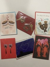 6 PAPYRUS lot VALENTINE'S DAY greeting cards envelopes NEW Love Friends SET