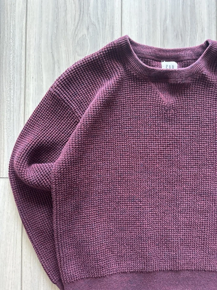 Burgundy Kids Gap Sweater Size Large (10) Crew Neck Unisex Pullover Long Sleeve - Image 3 of 4