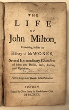 1699 Toland LIFE OF JOHN MILTON First Edition Works Men & Books Parties Opinions