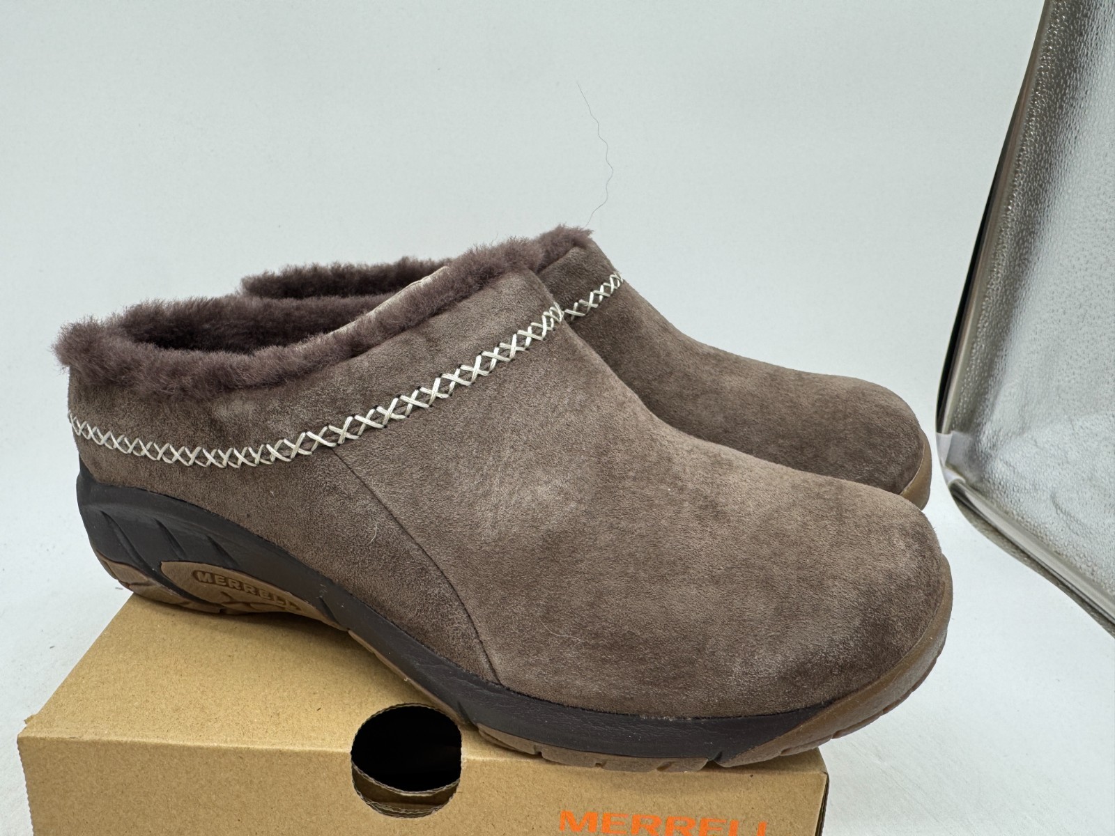 Merrell Encore Ice 4 zoccoli donna espresso slip on nabuk punta tonda 6 LARGHI