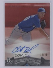 2014 Bowman Platinum Prospects Red Refractor 12/25 Christian Binford Auto 2o2