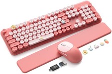 Wireless Keyboard and Mouse Combo, Typewriter Keyboard with Magnetic Wrist Re...