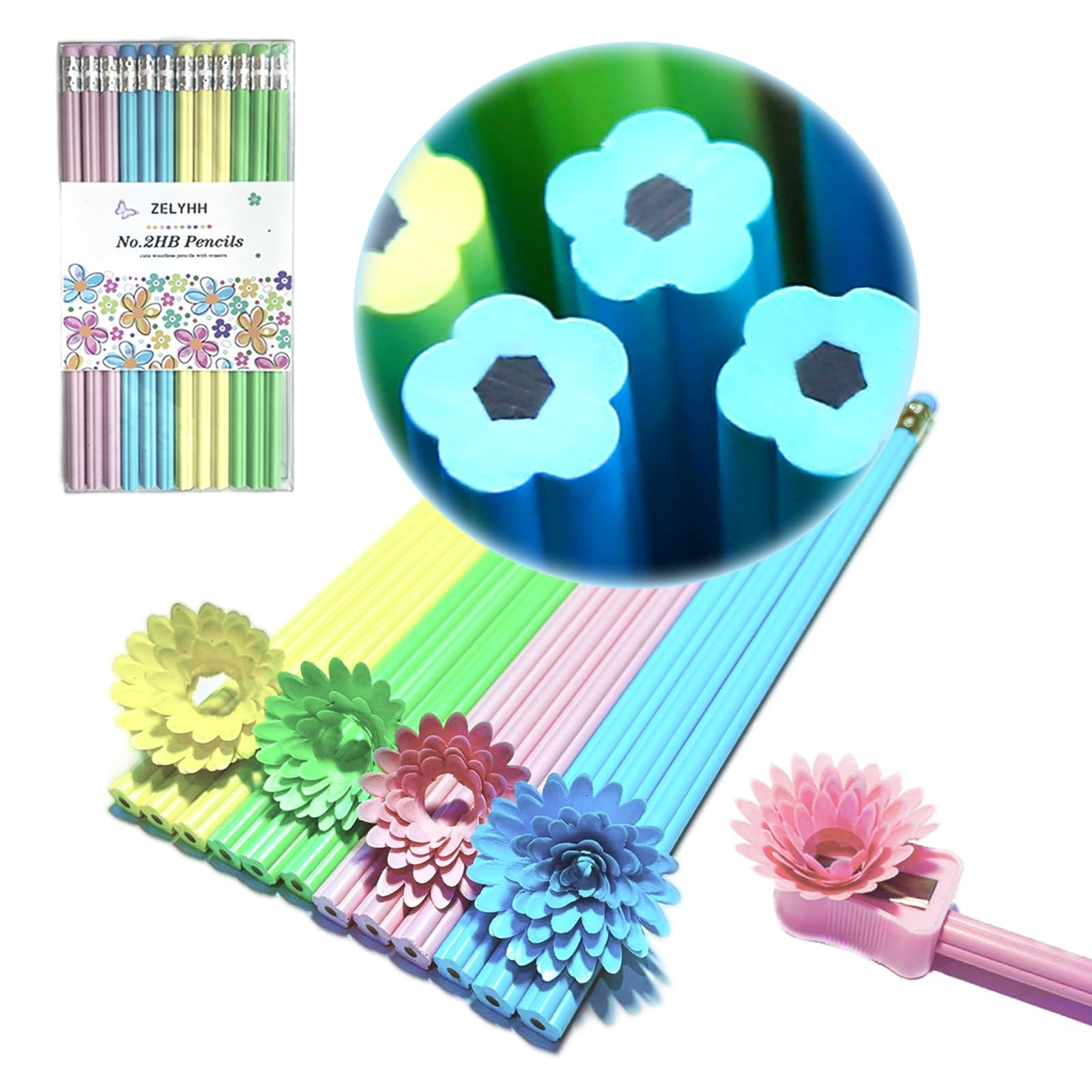 S #2, Fun Number 2 Pencils For Kids, Girls Pretty Pencil 12...