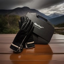 NIB WOMENS BLACK LUXURIOUS MARSUE LAMBSKIN LEATHER GLOVES CASHMERE LINING