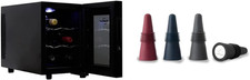 6 Bottle Wine Cooler, Black, Thermoelectric Wine Fridge, 0.65 Cu. Ft. (16L), Fre