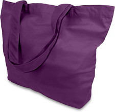 1-Pack Super Strong Large 12oz Cotton Canvas Tote Bag, Reusable Grocery Shopping