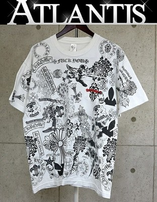 CHROME HEARTS T-Shirt Weiß L Multi Print Kurzarm Tasche Logo 6906