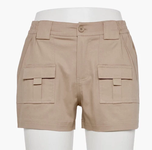 Harper & Ivy Juniors Beige 3” Cargo Shorts Size Large - Picture 1 of 6