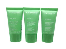 LOT OF 3 Clarins SOS Pure Rebalancing Clay Mask .5oz each Sealed