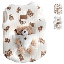 Cute Pet Apparel Plush Bear Pattern Cartoon Dog S 2.2-4.4lbs , White2