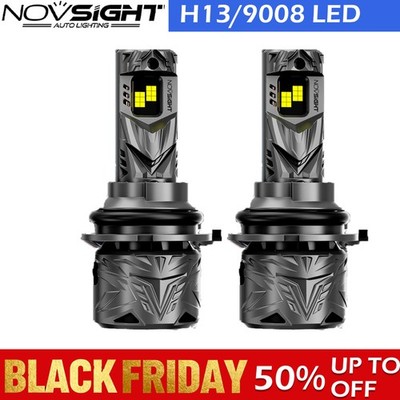 NOVSIGHT Pair H13 9008 LED Headlight Bulbs High Low Beam White Extremely Bright