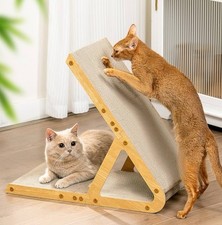 A-Frame Cat Scratching Board, Recycled Cardboard  Wood Frame, Dual-Sided Ver...