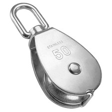 M50 Single Pulley Snatch Block 304 Stainless Steel Crane Hook 3/8" Rope 2" Sh...