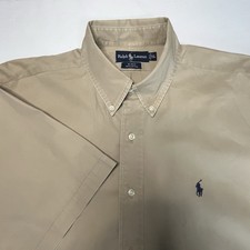 Polo Ralph Lauren Blake Shirt Men's Sz XL Khaki Short Sleeve Button Up Cotton