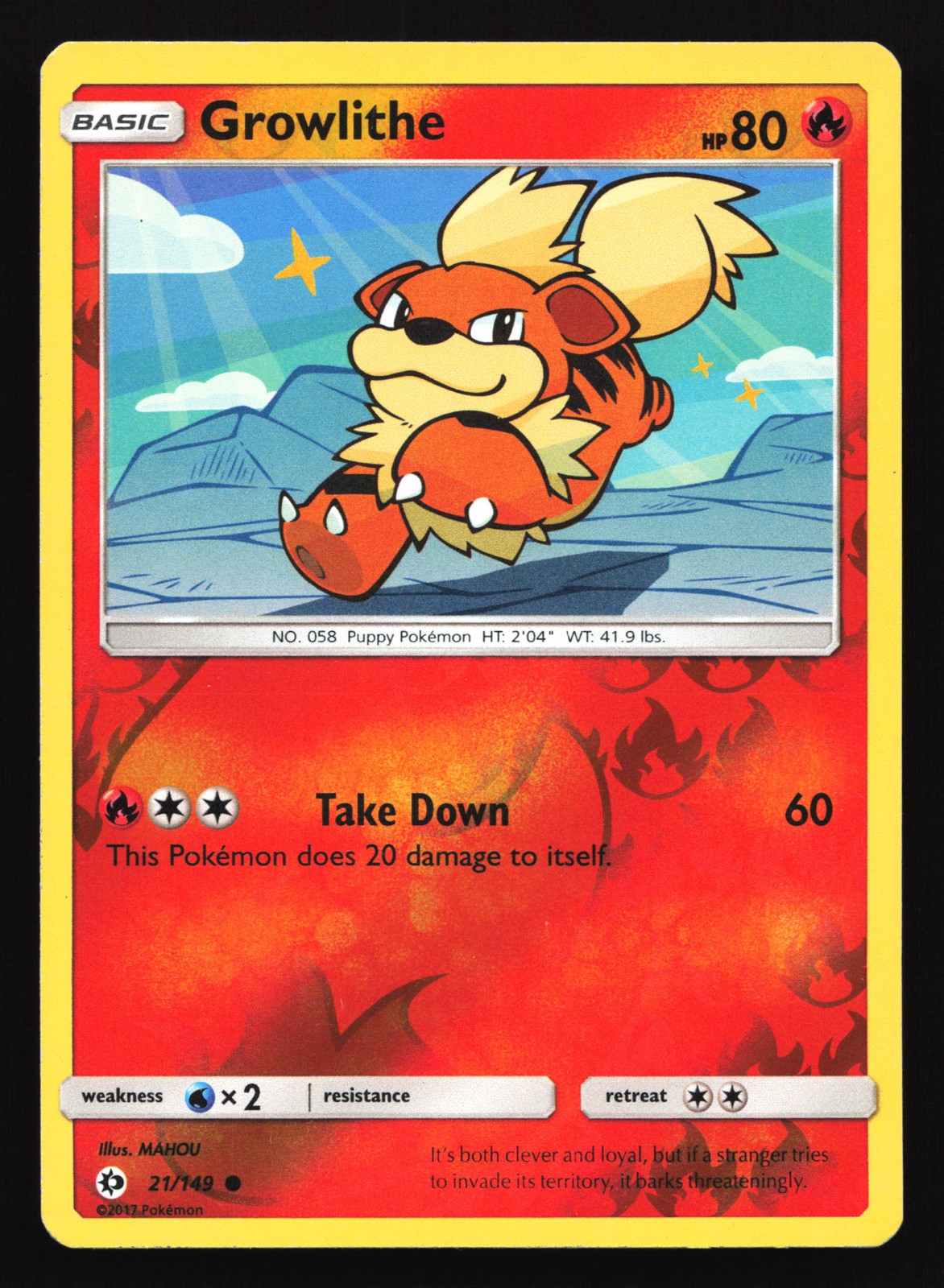 Growlithe 21/149 Sun & Moon Reverse Holo Pokemon Card