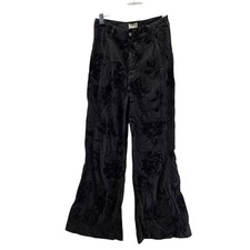 Pilcro High Rise Black Floral Velvet Flare Jeans 30 Whimsygoth Fairy Grunge