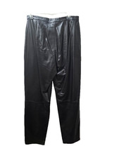 Apostrophe Lady's Black Leather Pants Size 10, Inseam 29, Waist 30"