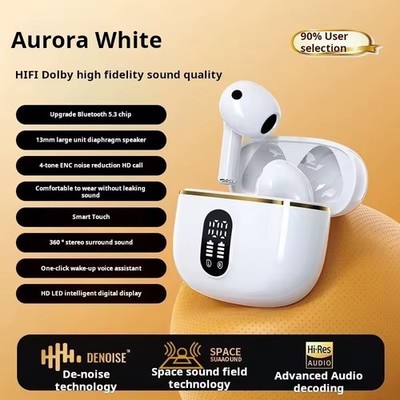 True Wireless Earphone HIFI Stereo Sound ENC Bluetooth 5.3 Earbuds Black