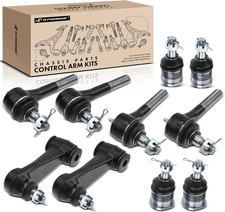 Set of 10, Front Upper Lower Ball Joint Inner Outer Tie Rod End Idler Arm, Compa