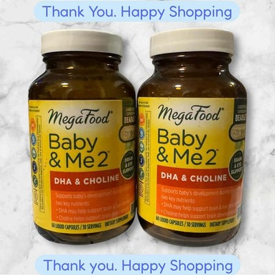 FOR 2 MegaFood Baby & Me 2 Prenatal Vegan DHA & Choline Supplement 60 Count NEW