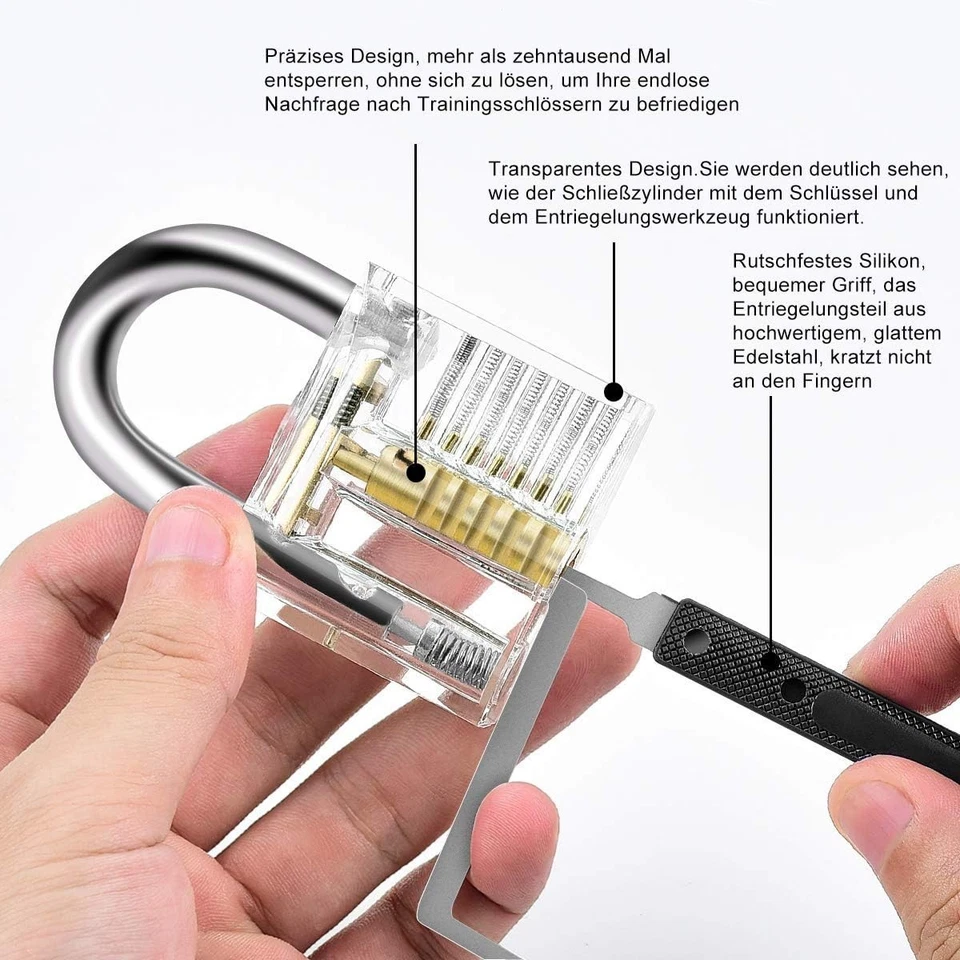 Dietrich 36 Pcs Profi Lockpicking Set 4 Transparente Schlösser Verschlusshülsen - Bild 2 von 4