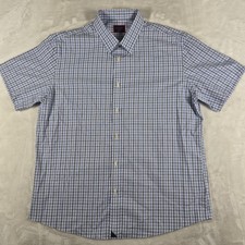 UNTUCKit Button Up Shirt Men's XL Blue Plaid Short Sleeve Dante WF Wrinkle Free