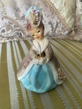 Vintage Josef Originals Tilt Head Girl Holding A Present Figurine