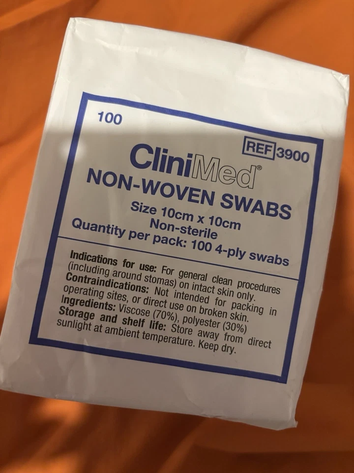 CliniMed Non-Woven Swabs 10cm x 10cm Non-Sterile 4-Ply Pack of 100