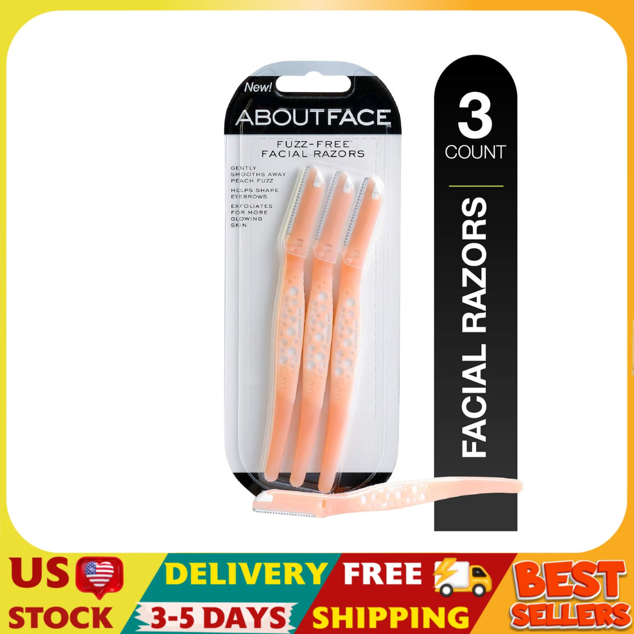 Fuzz-Free Facial Razors - 3 Beauty Groomers for Hair Removal, Ideal for Shaving,