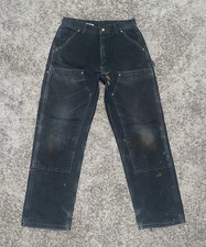 VTG Carhartt B01 BLK Double Knee Work Pants Mens 32 Made in USA Distressed