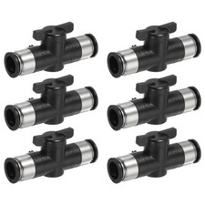 6 Pcs 16mm 3/5" Push to Connect Fittings Ball Valve, Black