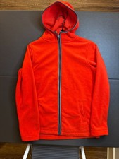 Lands' End Red Full Zip Fleece Hoodie Jacket Boys Large YL Black Trim Winter