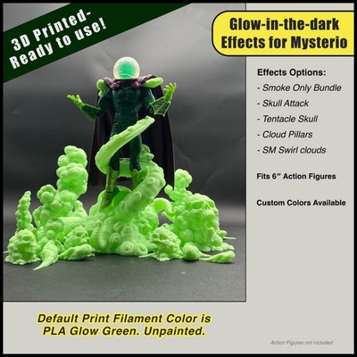 3D Printed Smoky Tentacle Skull Effect   Spooky Diorama Prop for Action Figures