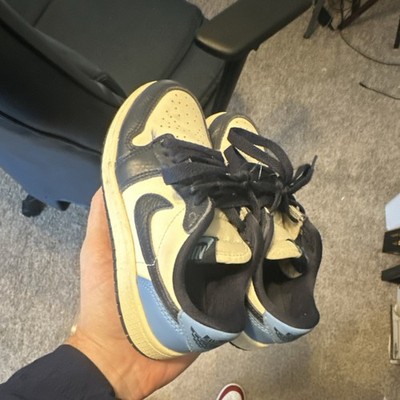 Nike Air Jordan 1 Low OG Obsedian Leather Kids 12C Low Top Sneaker