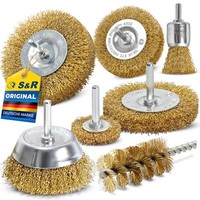 S&R DrahtbüRstenset 7-Teilig Bohrmaschine StahlbüRsten Set 6Mm Schaft Entrosten