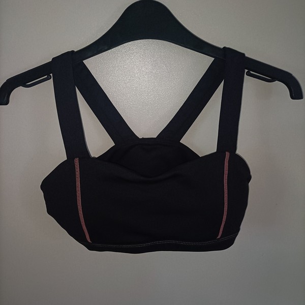 Jaggad Wategos Reflect Bandeau Eco Crop Bra Sports Gym Black Pink Stitching S
