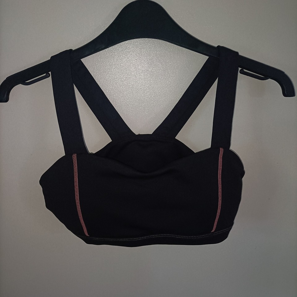 Jaggad Wategos Reflect Bandeau Eco Crop Bra Sports Gym Black Pink Stitching S