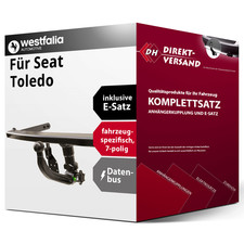 Für Toledo III Typ 5P (Westfalia) Anhängerkupplung abnehmbar + E-Satz 7pol Set