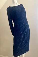 Ralph Lauren sequin lace navy long-sleeve cocktail dress
