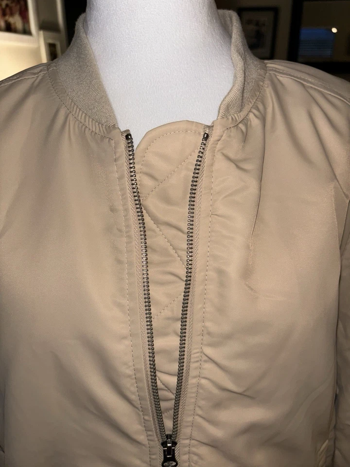 NWT FULL TILT Womens Bomber Jacket Beige Size Medium - Image 4 of 4