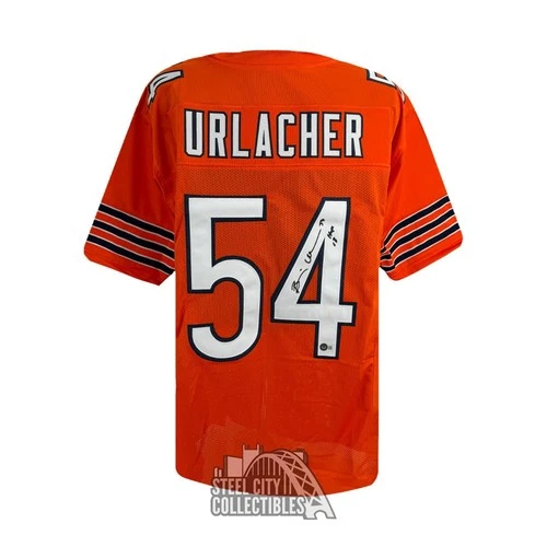 Brian Urlacher HOF 18 Autographed Chicago Custom Orange Football Jersey - BAS