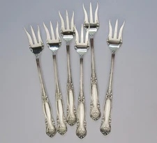 Oyster Forks set 6 Wendell Emperor sterling silver late 19th century Chicago USA