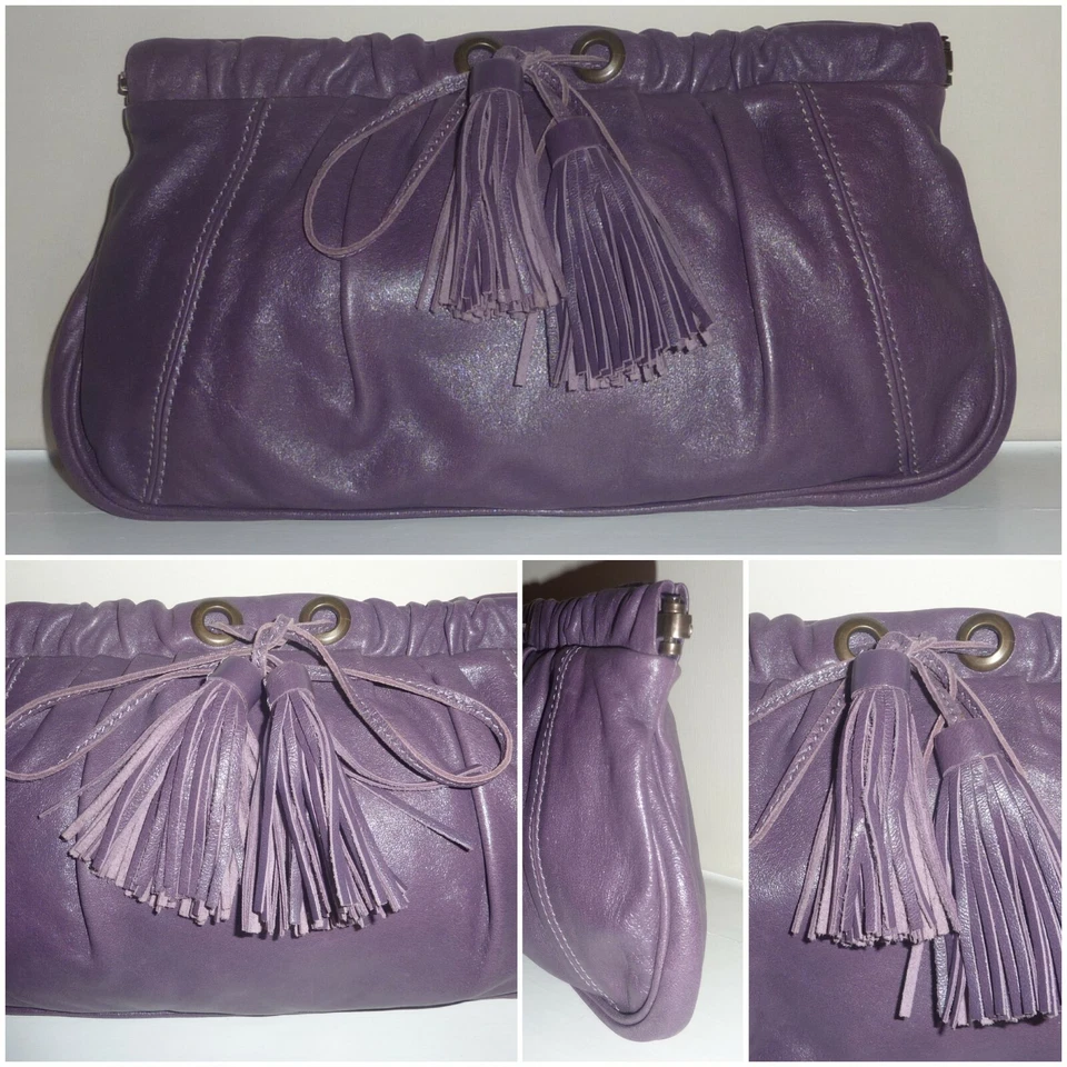 GERARD DAREL SOFT LEATHER TASSLE CLUTCH - NEW WITH TAGS - Image 2 of 3