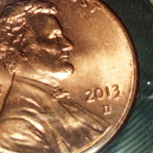 Mint Error Coin Lincoln Memorial 1c One Cent 2013 Denver Strike Doubling - Image 3 of 4