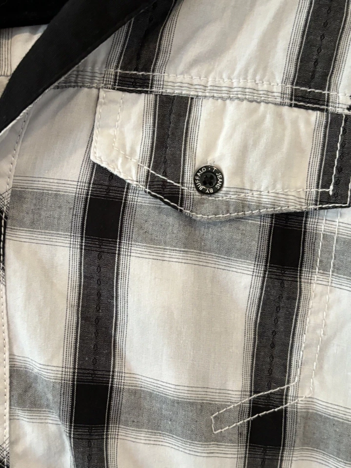Jeans by Buffalo Plaid Women's Hoodie Shirt Blouse Size S Short Sleeves - Image 2 of 4