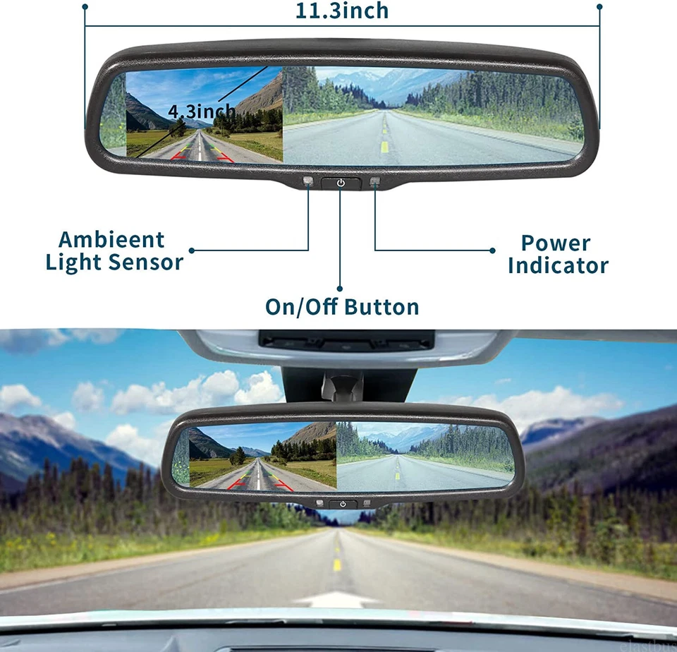 iPoster 4.3" Car Rear View Mirror Monitor No11 Bracket+Reversing Camera For BMW - image 4 of 4
