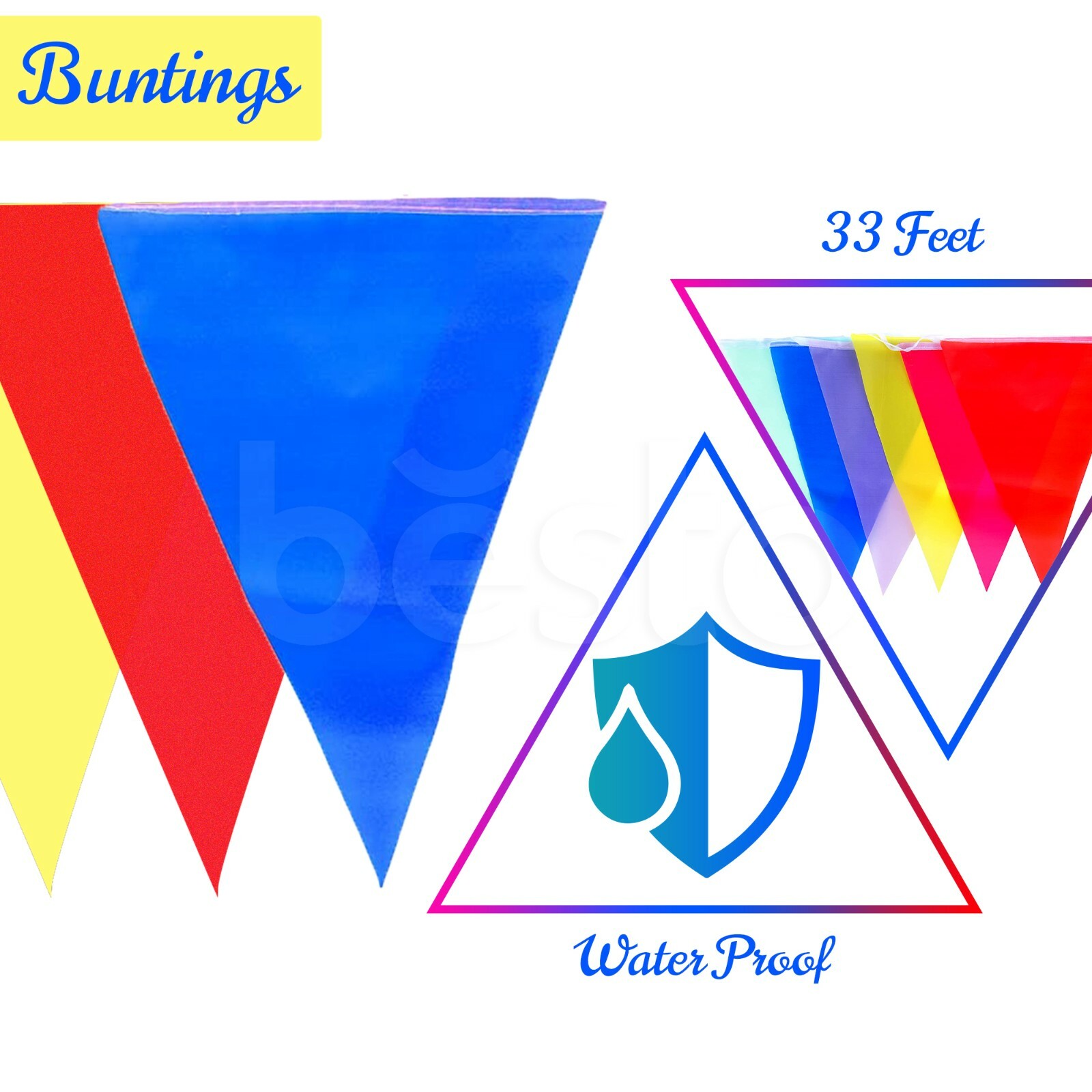 20x Bunting Flags Multi Coloured PVC Banner For Party World Cup 10m/33feet