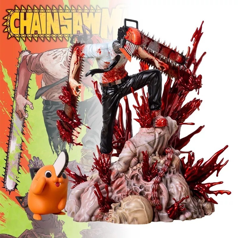 Statuette Chainsaw Man Denji 28cm figurine manga homme avec Pochita en PVC