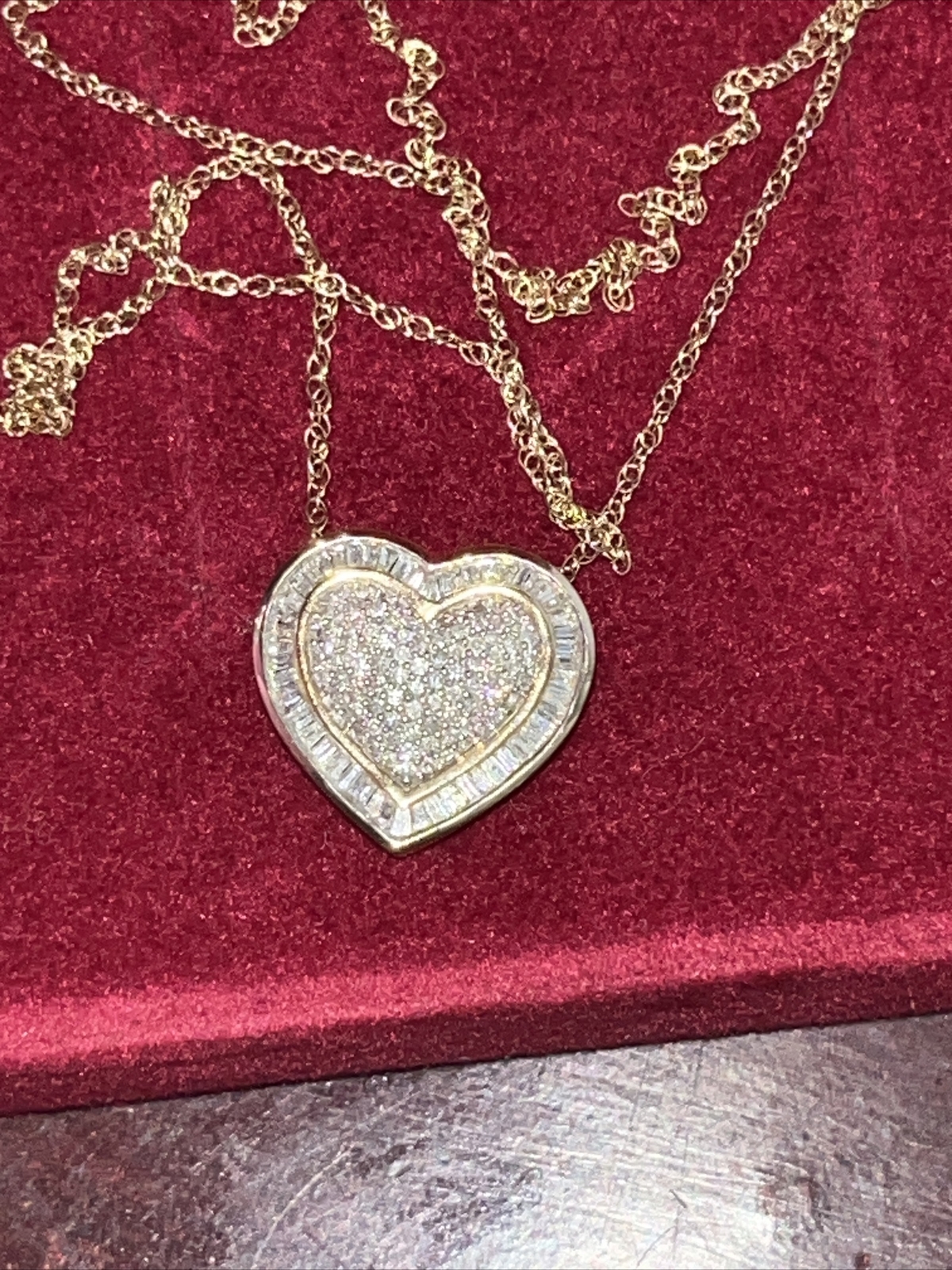 Gold Heart Diamond Necklace. Real Gold Real Diamo… - image 14